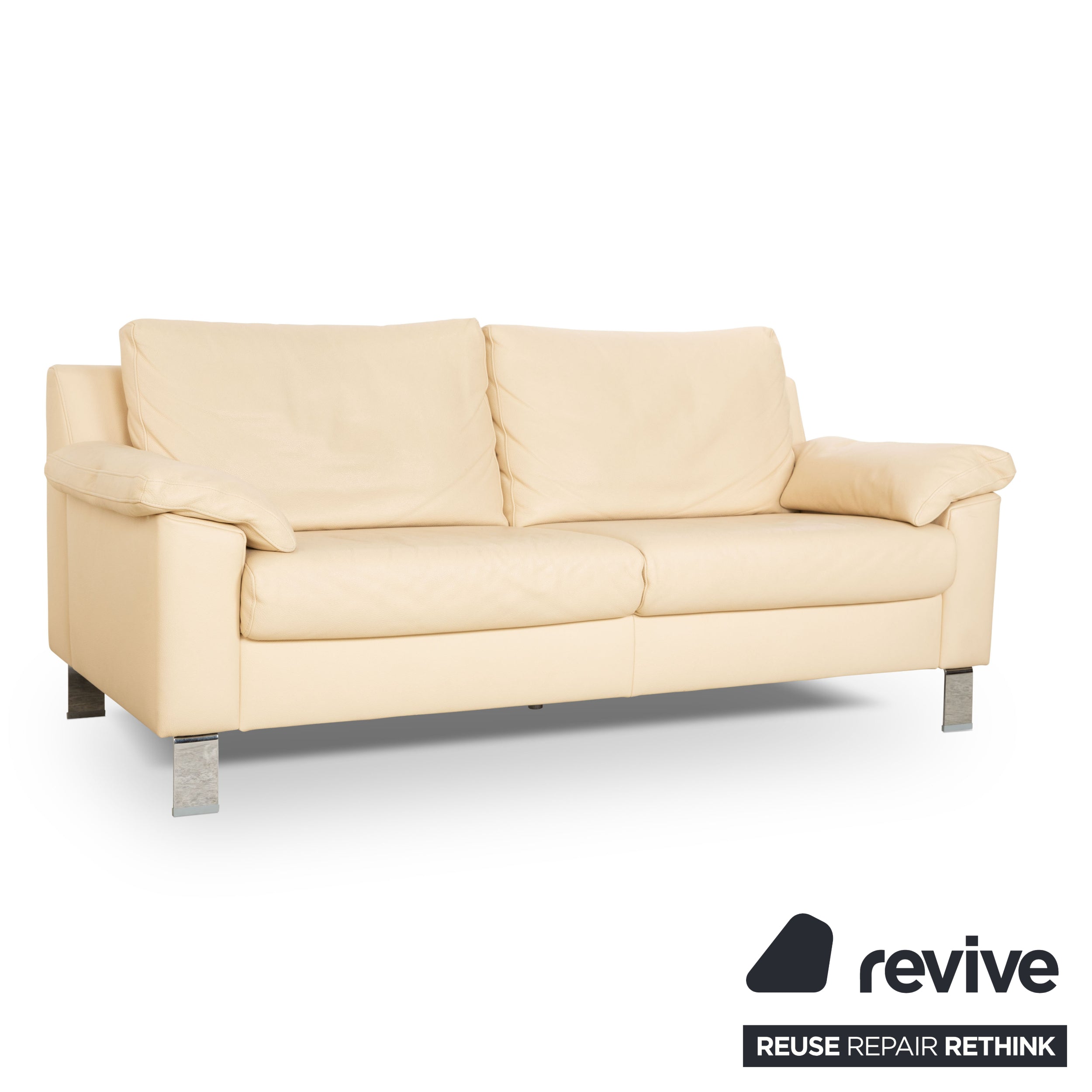 Ewald Schillig Flex Plus Leather Two-Seater Beige Cream Sofa Couch