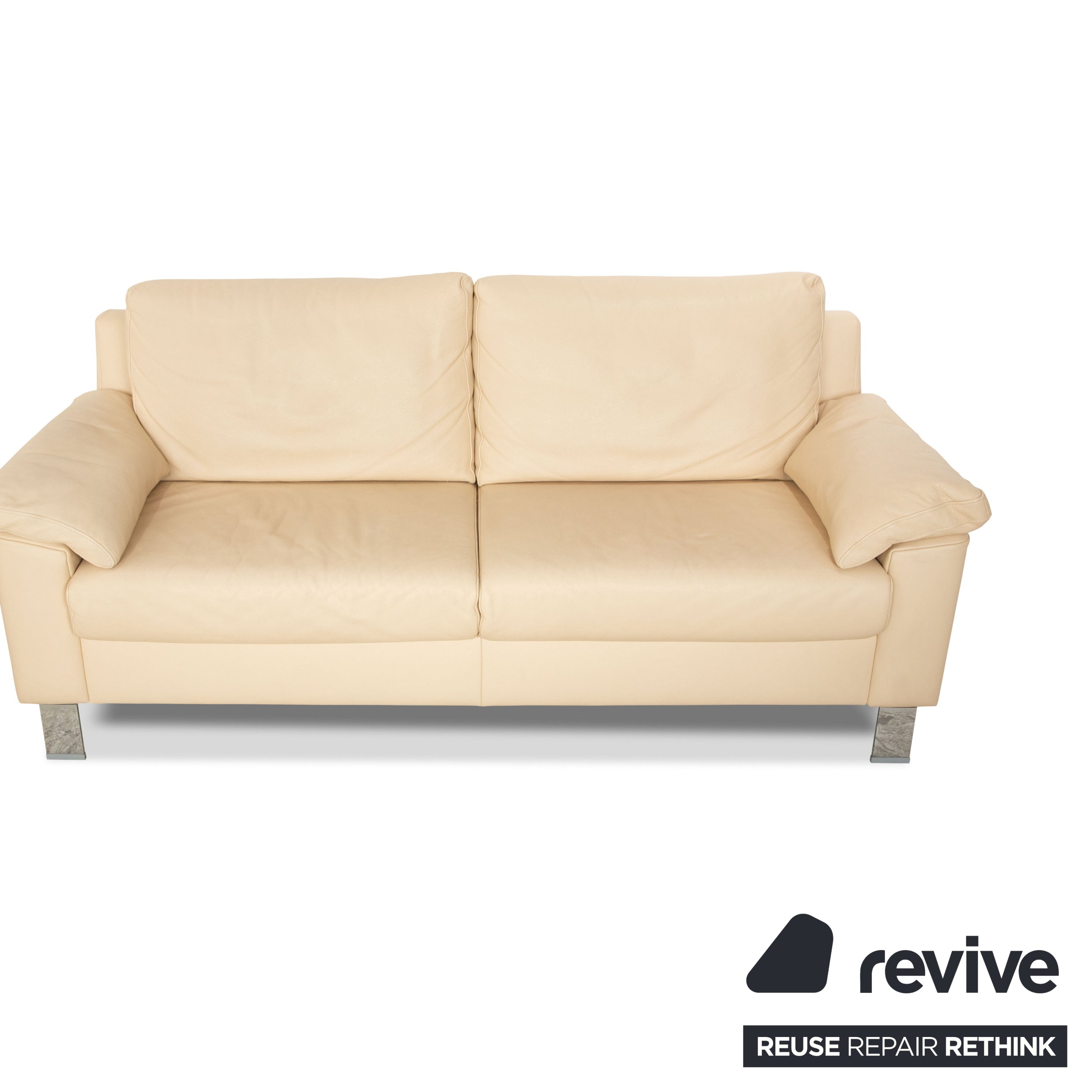 Ewald Schillig Flex Plus Leather Two-Seater Beige Cream Sofa Couch