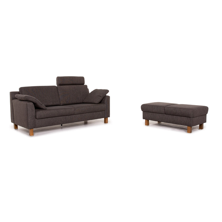 Ewald Schillig Flex Plus ensemble de canapés gris anthracite 1x deux places 1x tabouret