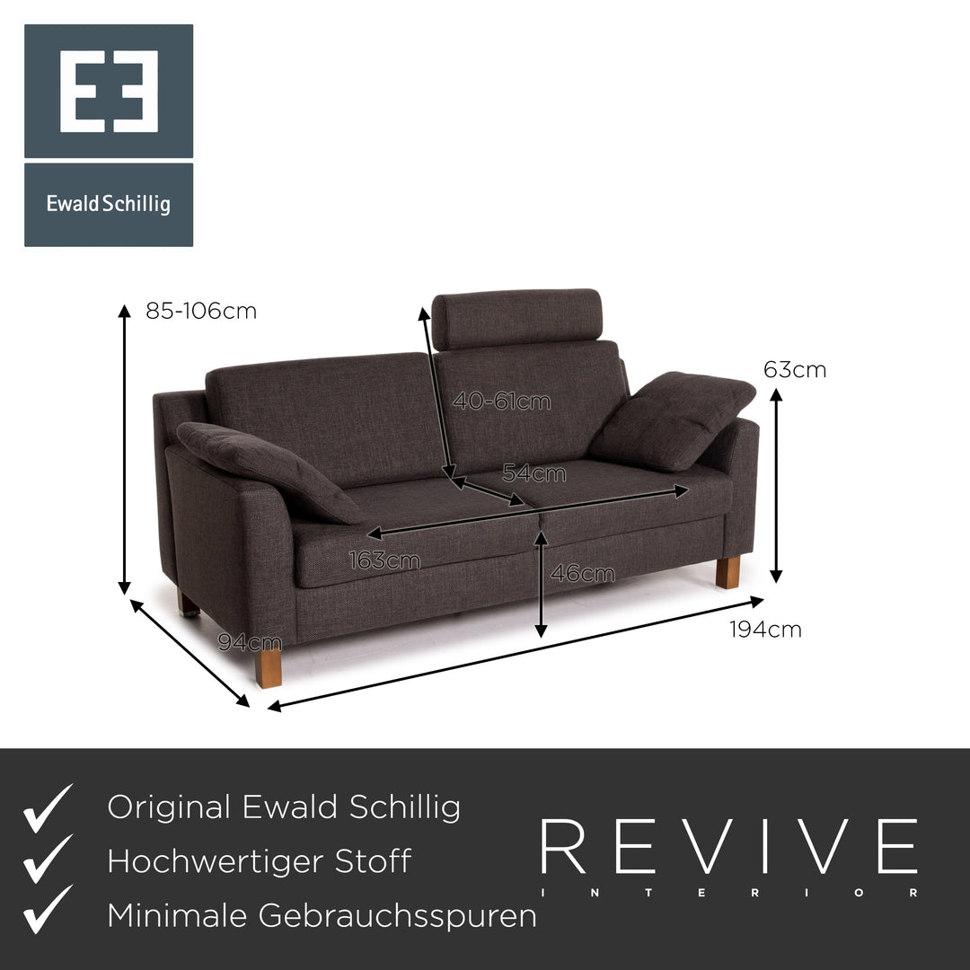 Ewald Schillig Flex Plus ensemble de canapés gris anthracite 1x deux places 1x tabouret