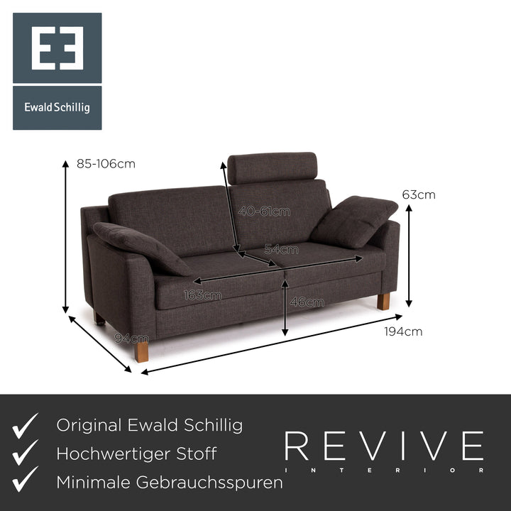 Ewald Schillig Flex Plus ensemble de canapés gris anthracite 1x deux places 1x tabouret