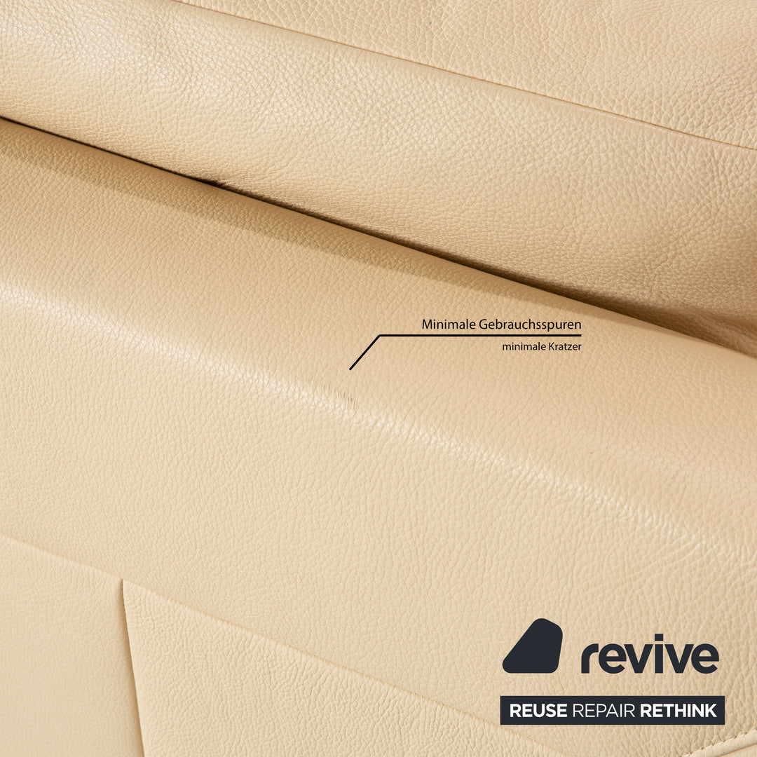 Ewald Schillig Flex Plus Sofa Set Leather Two-Seater Beige Cream Couch