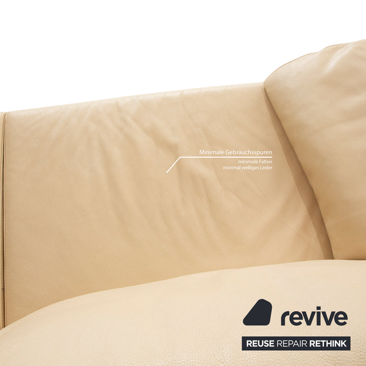 Ewald Schillig Flex Plus Sofa Set Leather Two-Seater Beige Cream Couch