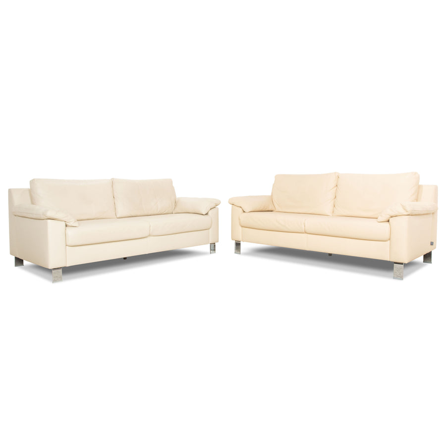 Ewald Schillig Flex Plus Sofa Garnitur Leder Zweisitzer Beige Creme Couch