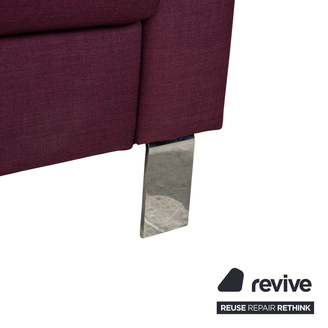 Ewald Schillig Flex Plus Fabric Three-Seater Sofa Couch Purple Aubergine Red