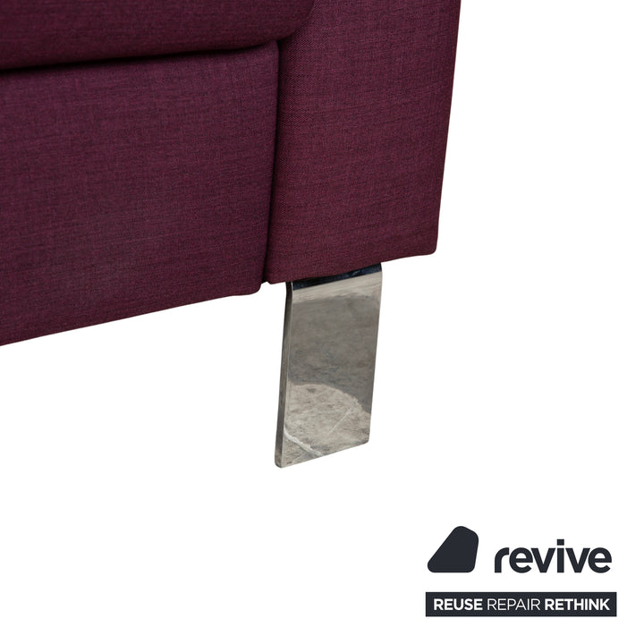 Ewald Schillig Flex Plus Fabric Three-Seater Sofa Couch Purple Aubergine Red
