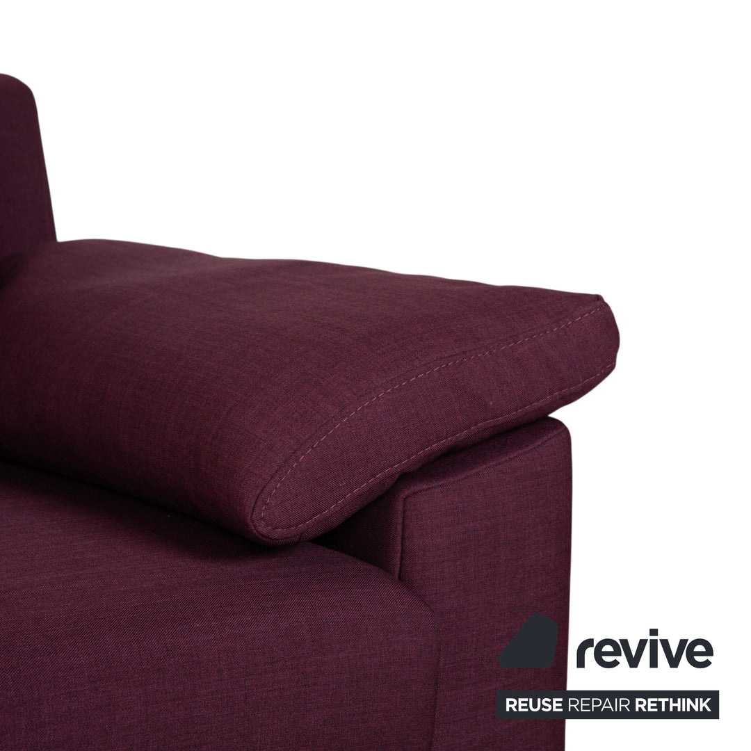 Ewald Schillig Flex Plus Fabric Three-Seater Sofa Couch Purple Aubergine Red