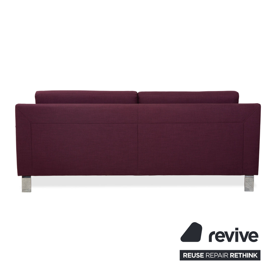 Ewald Schillig Flex Plus Fabric Three-Seater Sofa Couch Purple Aubergine Red