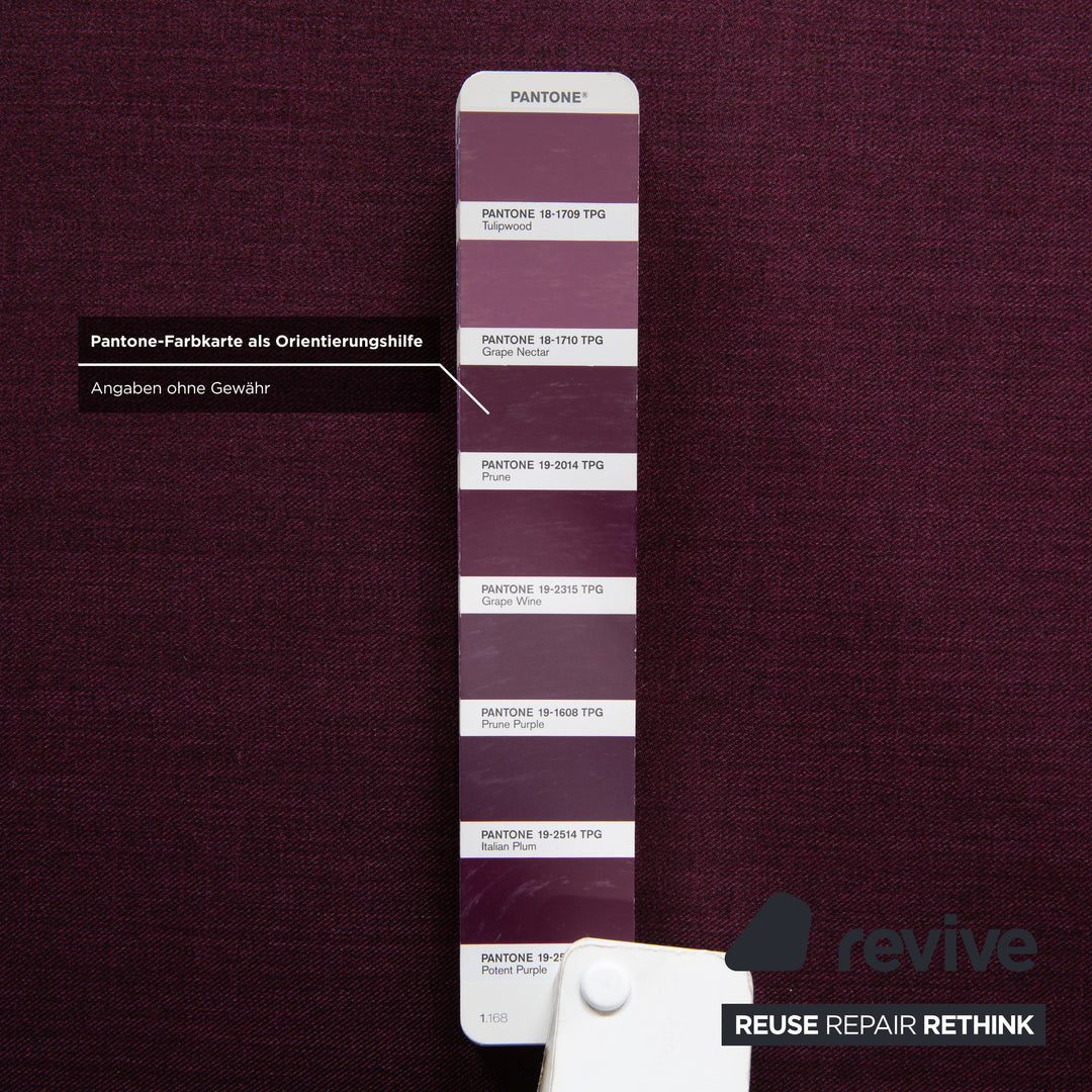 Ewald Schillig Flex Plus Stoff Dreisitzer mit Hocker Lila Aubergine Rot Sofa Couch