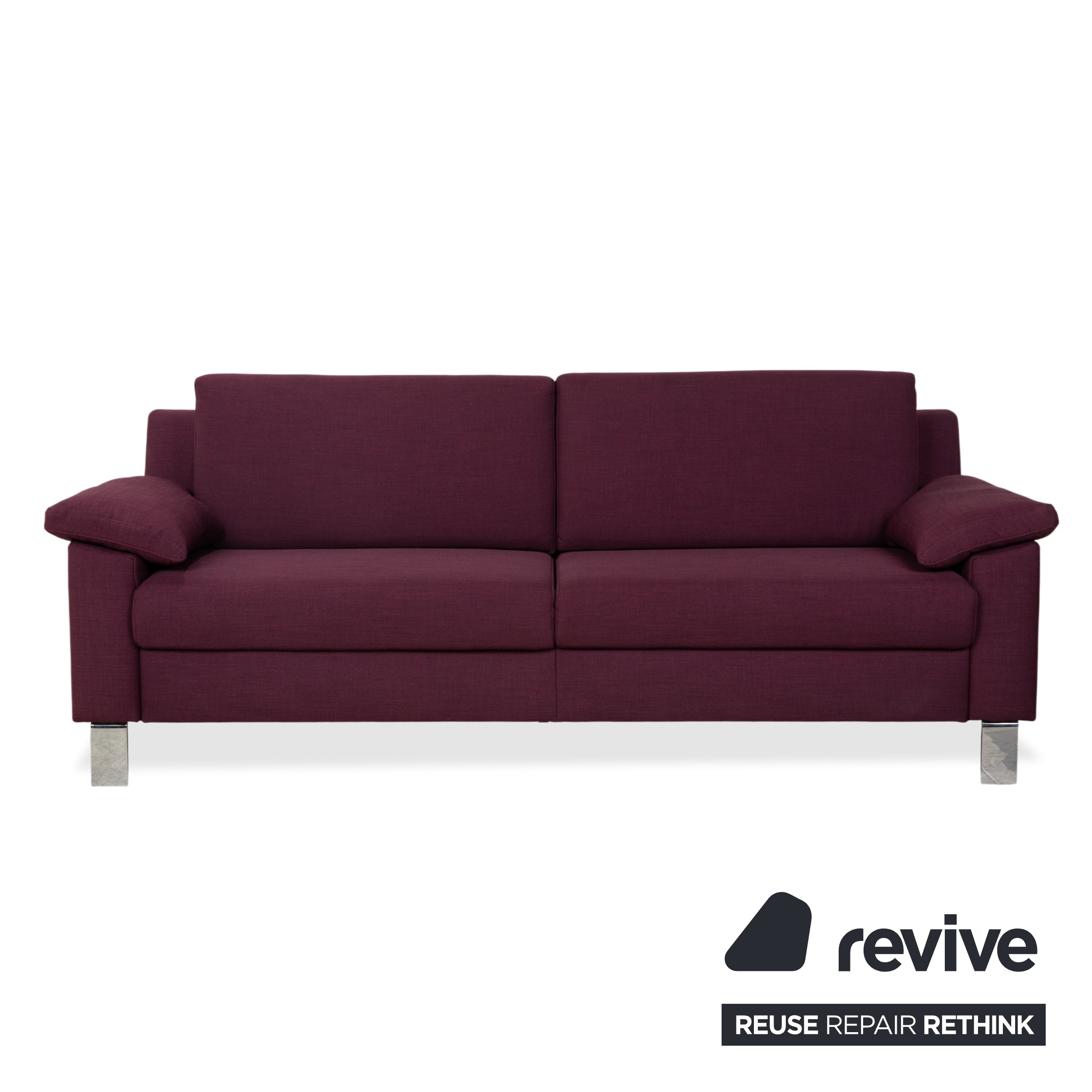 Ewald Schillig Flex Plus Stoff Dreisitzer mit Hocker Lila Aubergine Rot Sofa Couch