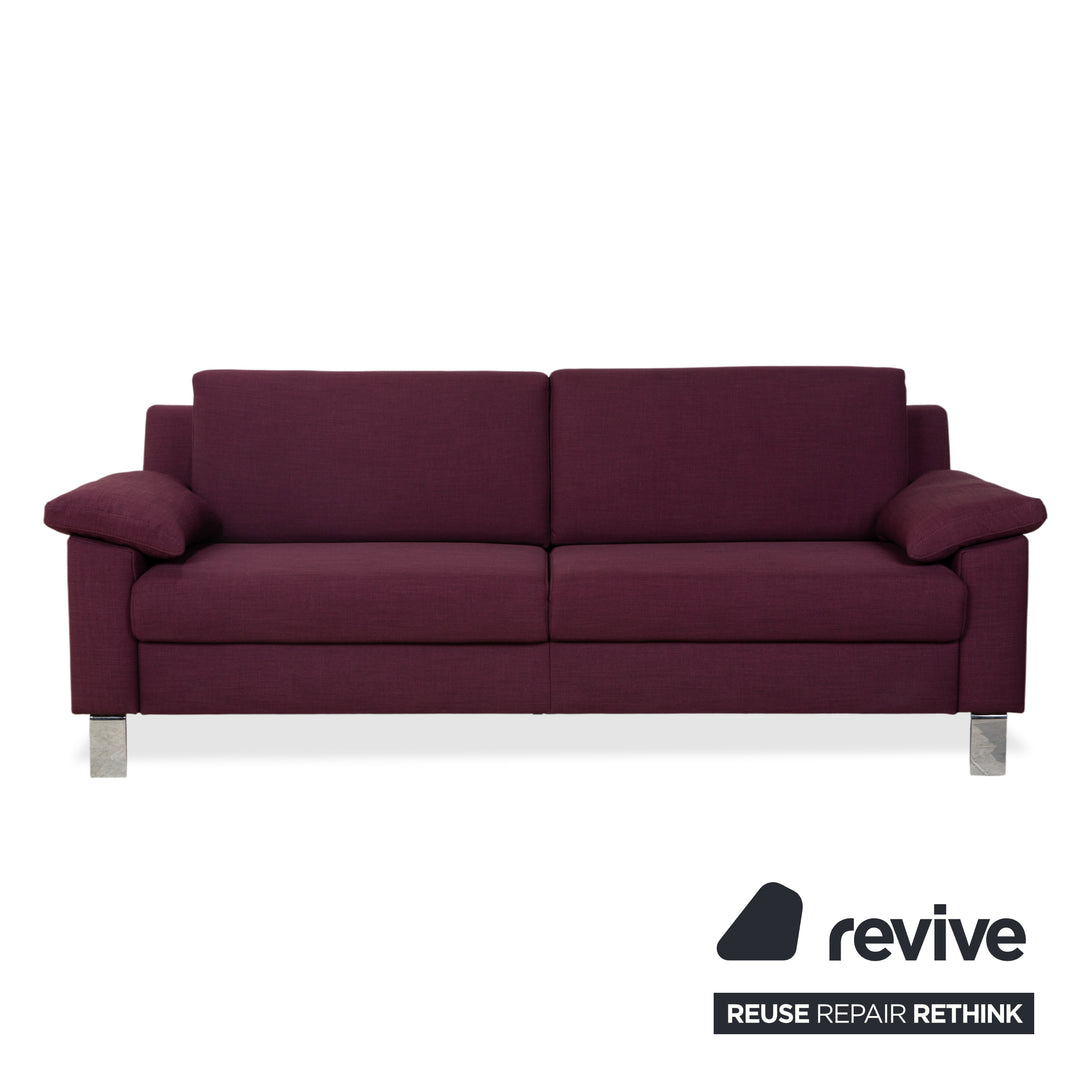 Ewald Schillig Flex Plus fabric three-seater with ottoman, purple, aubergine, red sofa couch