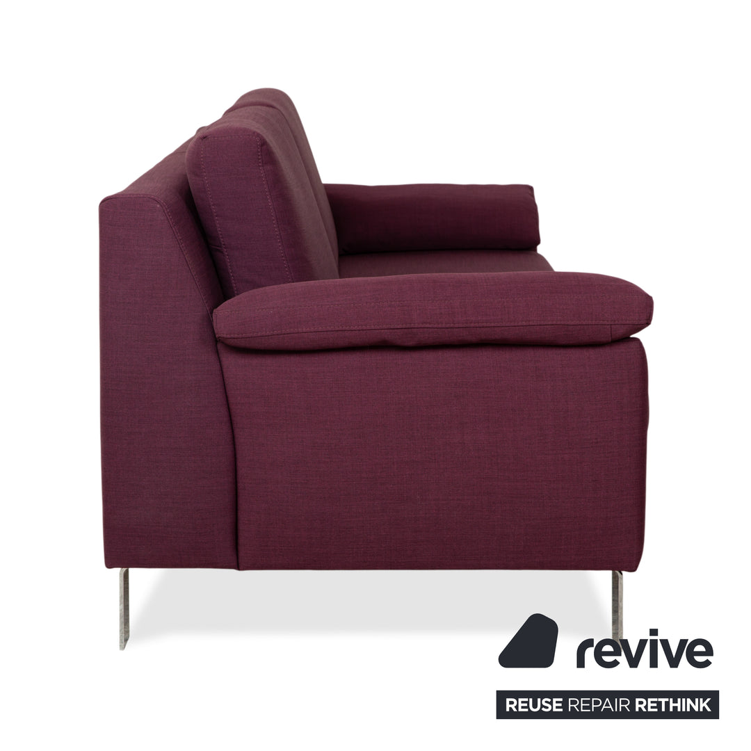 Ewald Schillig Flex Plus Stoff Dreisitzer mit Hocker Lila Aubergine Rot Sofa Couch