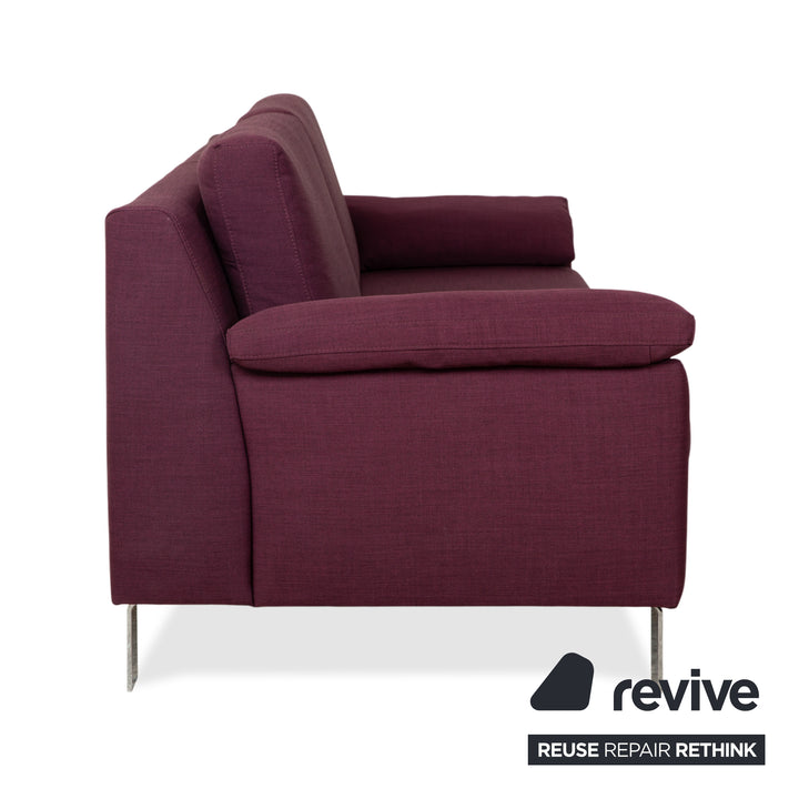 Ewald Schillig Flex Plus Stoff Dreisitzer mit Hocker Lila Aubergine Rot Sofa Couch