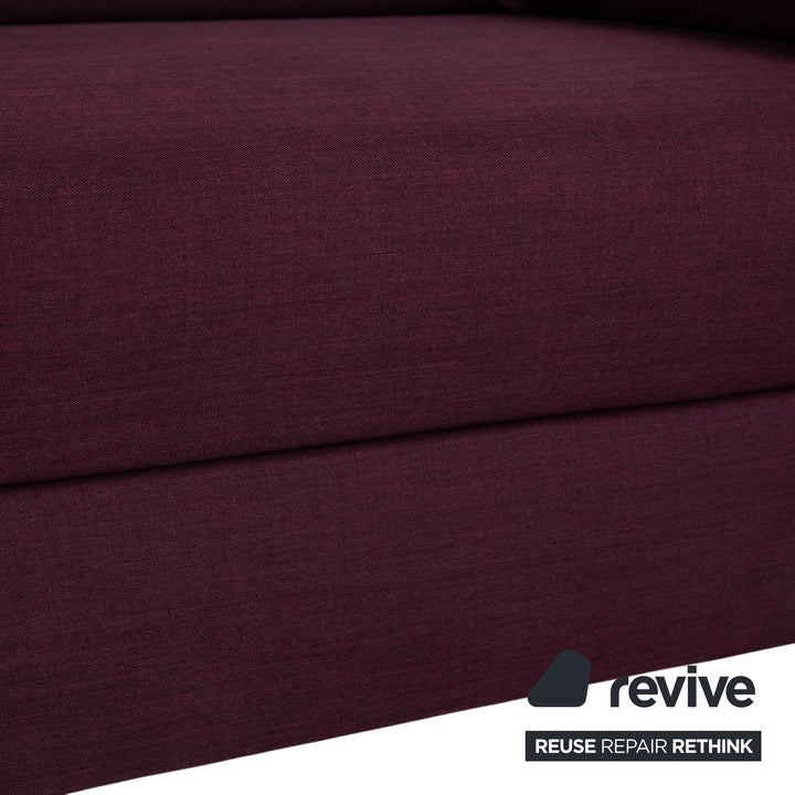 Ewald Schillig Flex Plus fabric three-seater with ottoman, purple, aubergine, red sofa couch