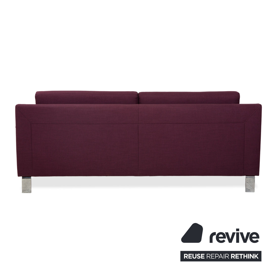 Ewald Schillig Flex Plus fabric three-seater with ottoman, purple, aubergine, red sofa couch
