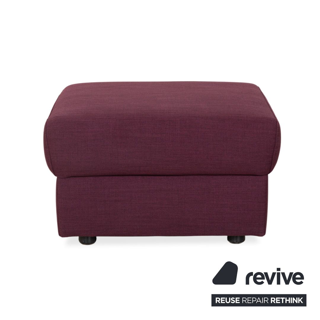 Ewald Schillig Flex Plus fabric three-seater with ottoman, purple, aubergine, red sofa couch