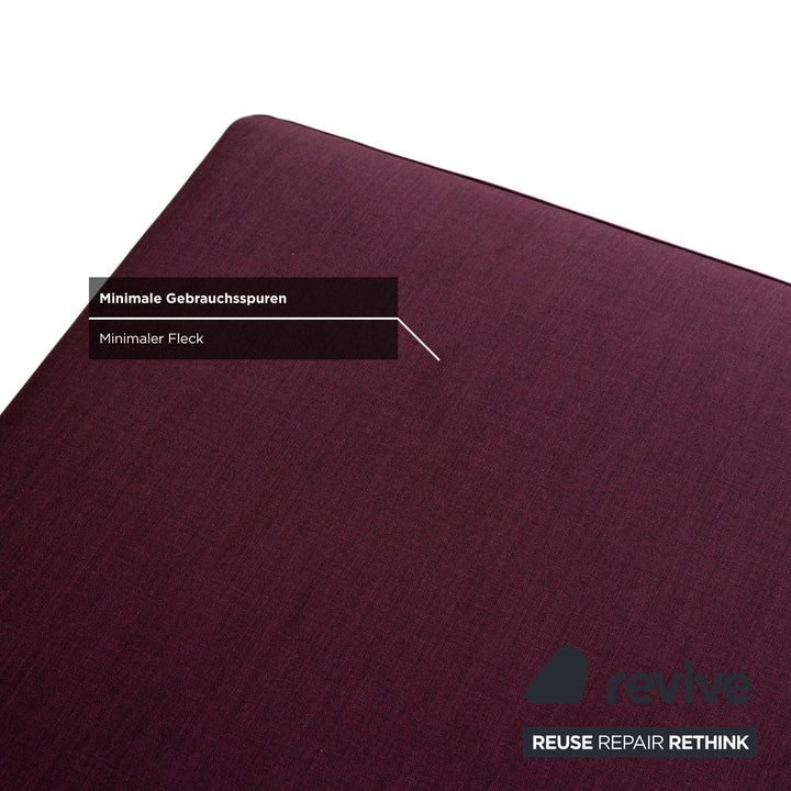 Canapé trois places Ewald Schillig Flex Plus en tissu avec pouf, violet, aubergine et rouge