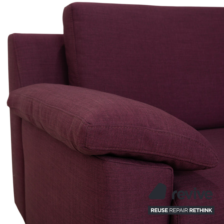 Ewald Schillig Flex Plus Stoff Dreisitzer mit Hocker Lila Aubergine Rot Sofa Couch