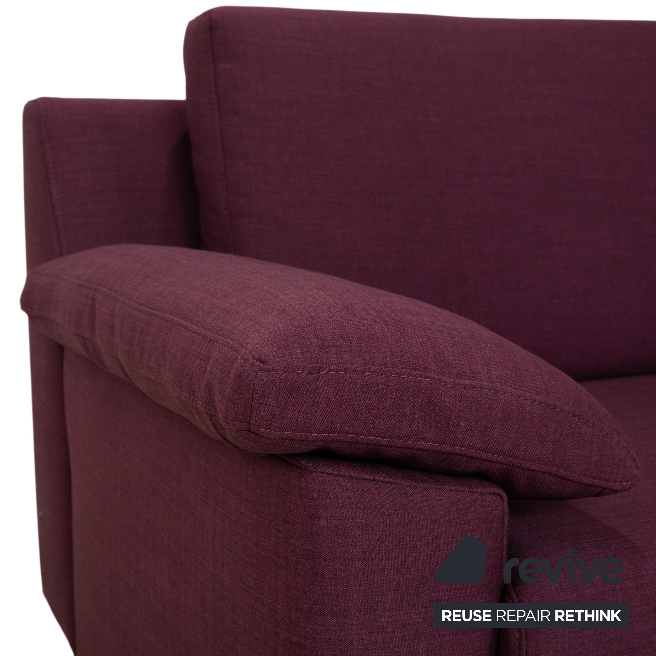 Ewald Schillig Flex Plus fabric three-seater with ottoman, purple, aubergine, red sofa couch