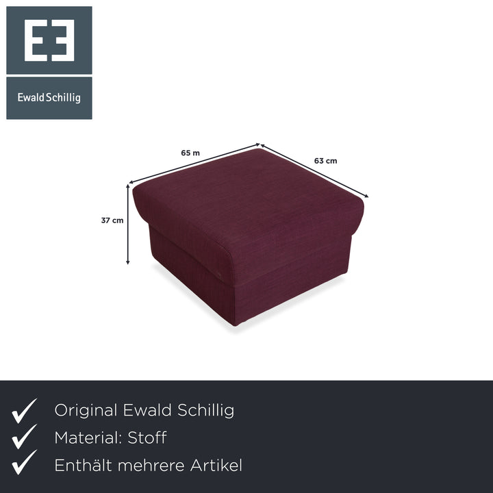 Ewald Schillig Flex Plus fabric three-seater with ottoman, purple, aubergine, red sofa couch