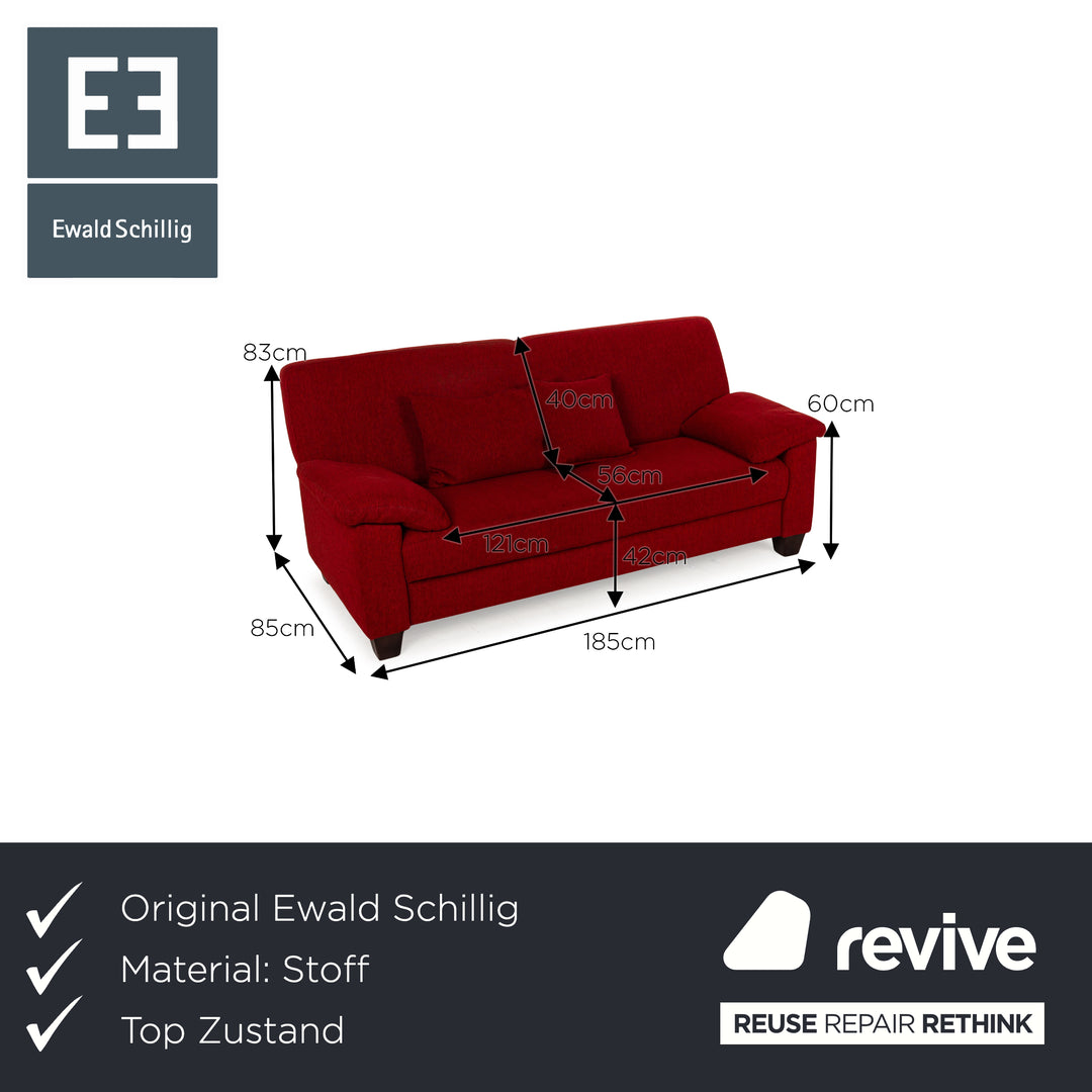 Ewald Schillig Flex Plus Stoff Dreisitzer Rot Sofa Couch