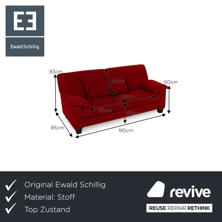 Ewald Schillig Flex Plus Stoff Dreisitzer Rot Sofa Couch