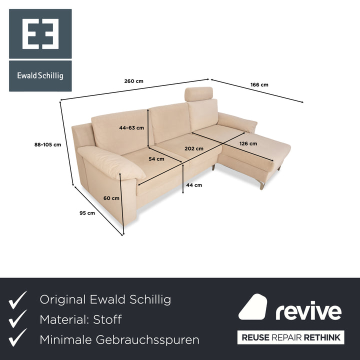 Ewald Schillig Flex Plus Stoff Ecksofa Beige Sofa Couch Kopfstütze