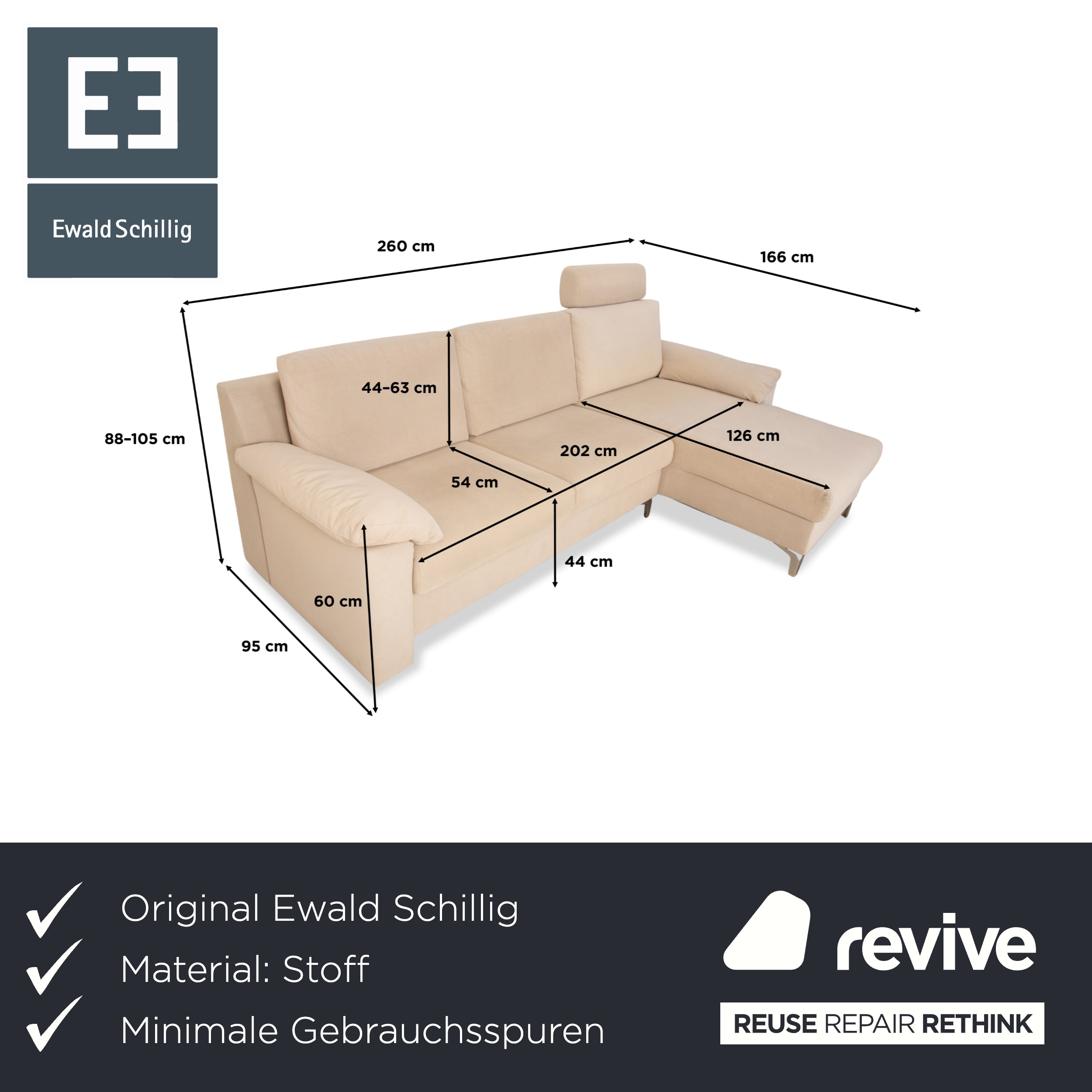 Ewald Schillig Flex Plus canapé d'angle en tissu beige canapé appui-tête