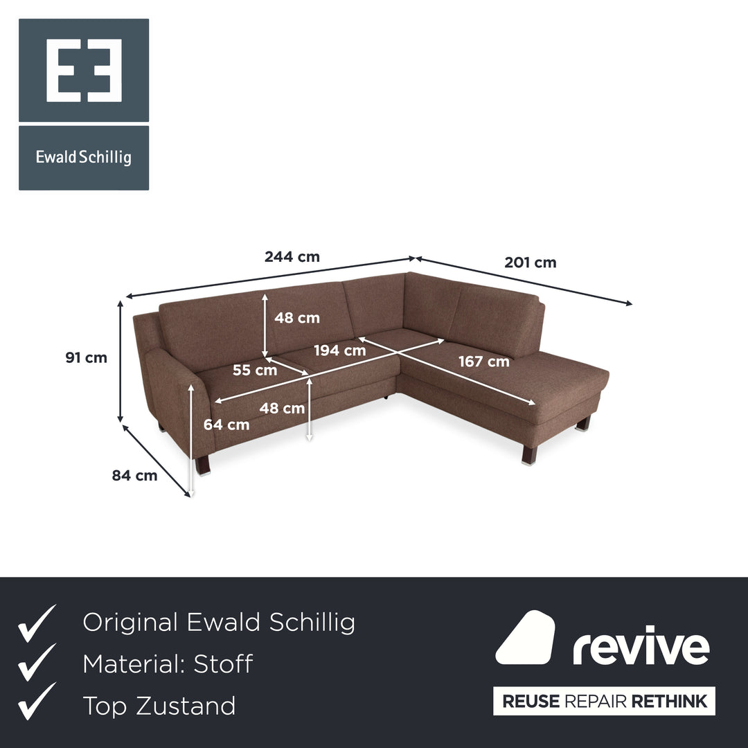 Ewald Schillig Flex Plus Stoff Ecksofa Braun manuelle Funktion Sofa Couch