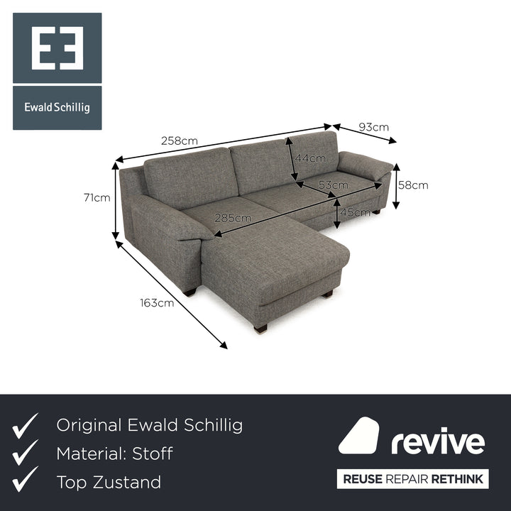 Ewald Schillig Flex Plus Stoff Ecksofa Grau Recamiere Links Sofa Couch