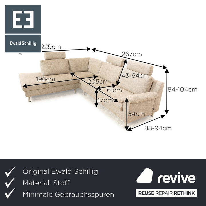 Ewald Schillig Flex Plus Canapé d'angle en tissu Gris Canapé