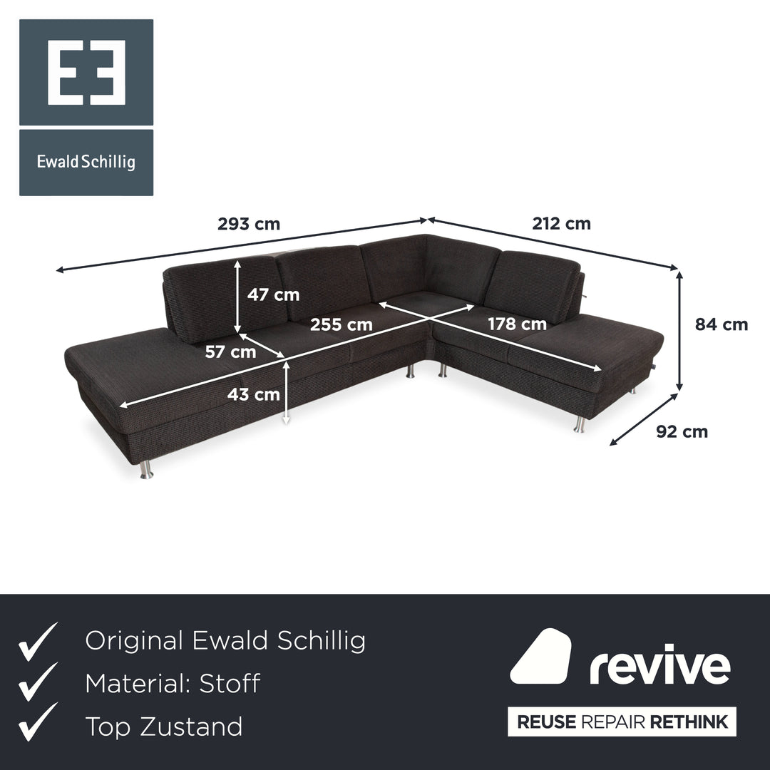 Ewald Schillig Flex Plus Canapé d'angle en tissu Gris Canapé