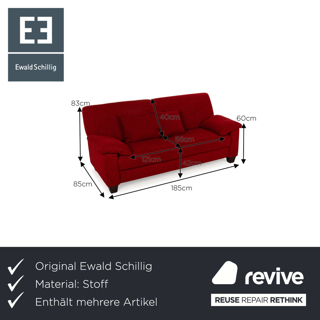 Ewald Schillig Flex Plus Stoff Sofa Garnitur Rot Dreisitzer Zweisitzer Couch