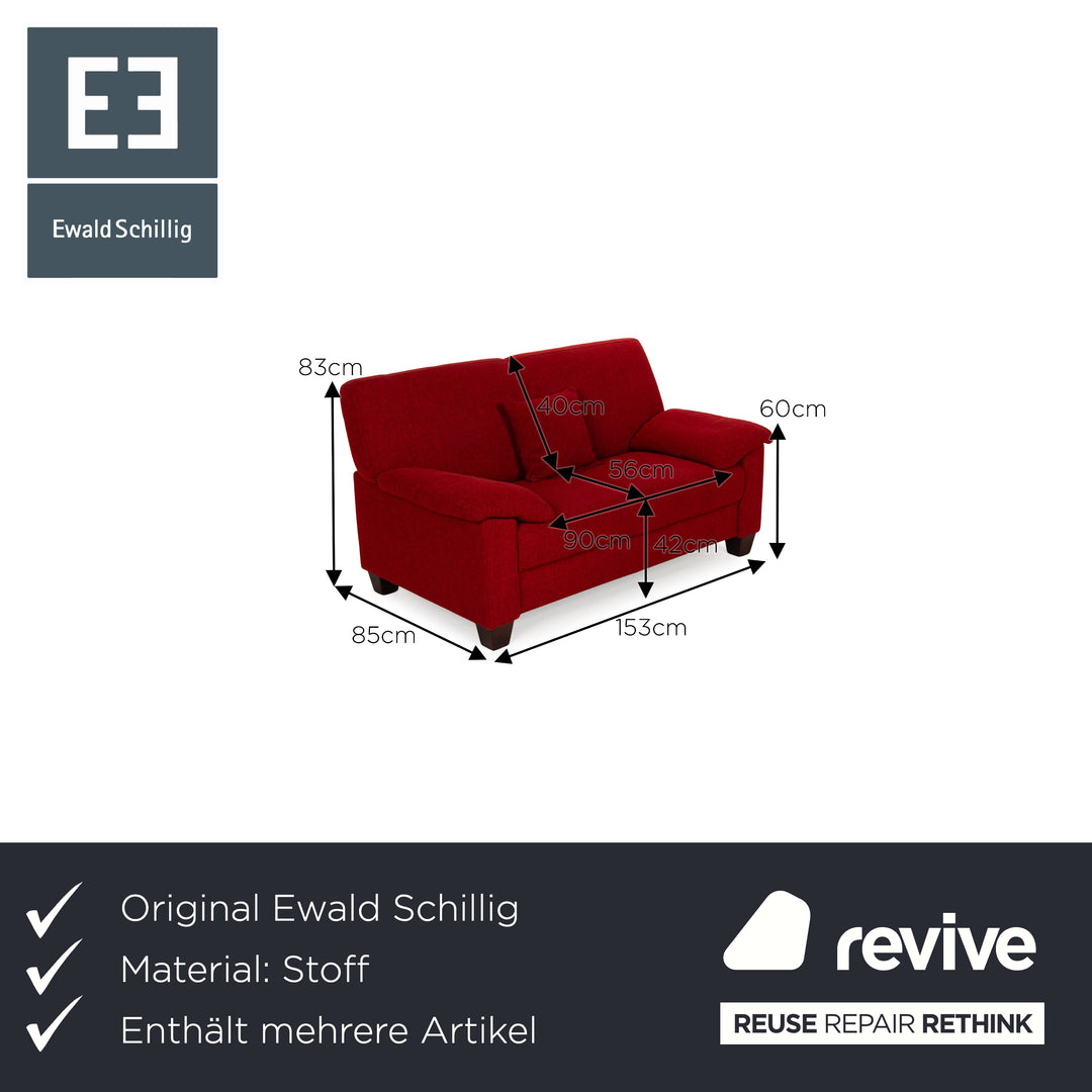 Ewald Schillig Flex Plus Stoff Sofa Garnitur Rot Dreisitzer Zweisitzer Couch