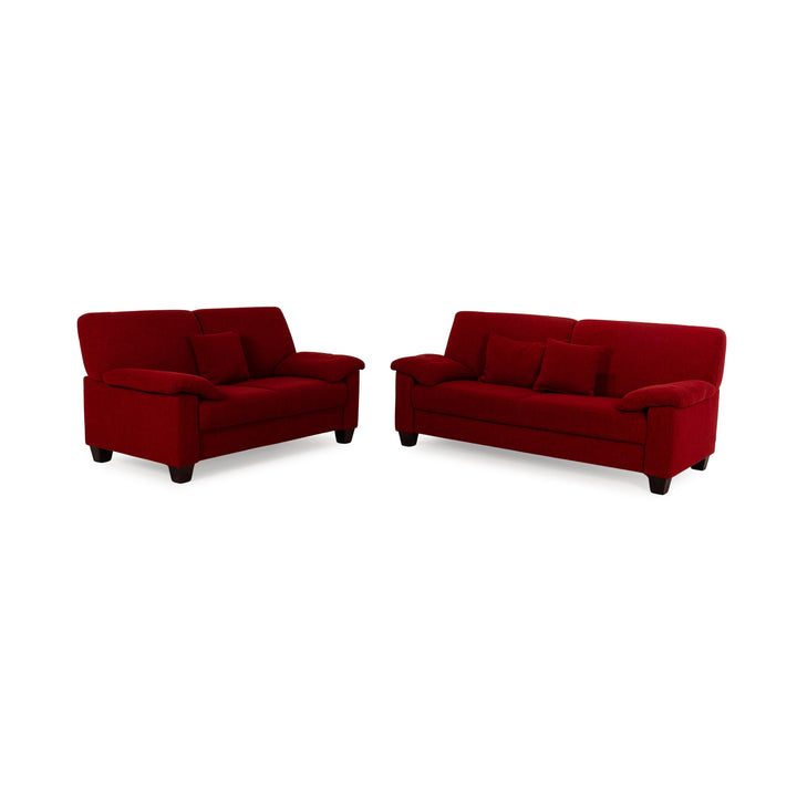 Ewald Schillig Flex Plus Stoff Sofa Garnitur Rot Dreisitzer Zweisitzer Couch