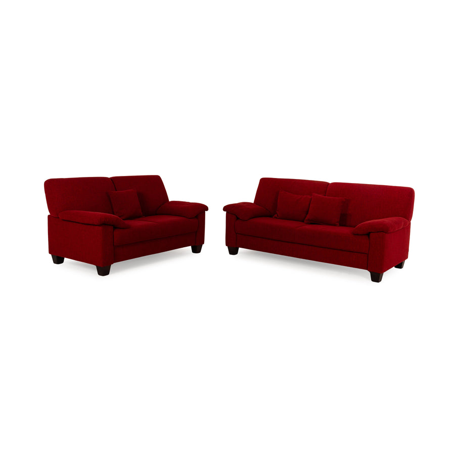 Ewald Schillig Flex Plus Stoff Sofa Garnitur Rot Dreisitzer Zweisitzer Couch