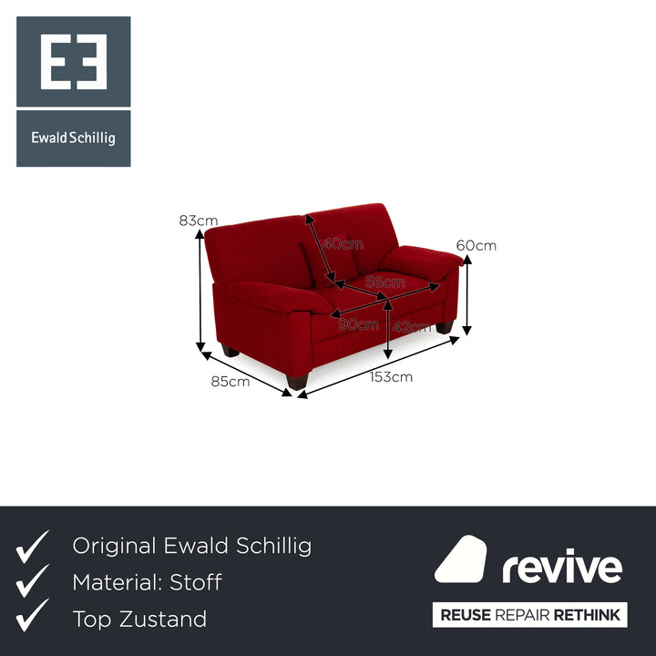 Ewald Schillig Flex Plus Stoff Zweisitzer Rot Sofa Couch