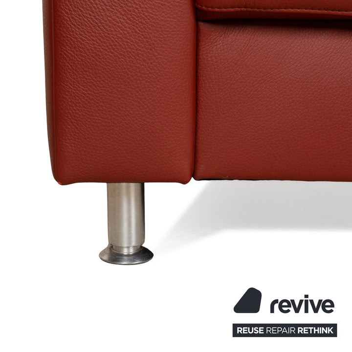 Ewald Schillig Florenz Leder Dreisitzer Braun Rot Sofa Couch