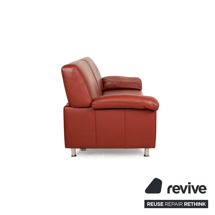 Ewald Schillig Florenz Leder Dreisitzer Braun Rot Sofa Couch