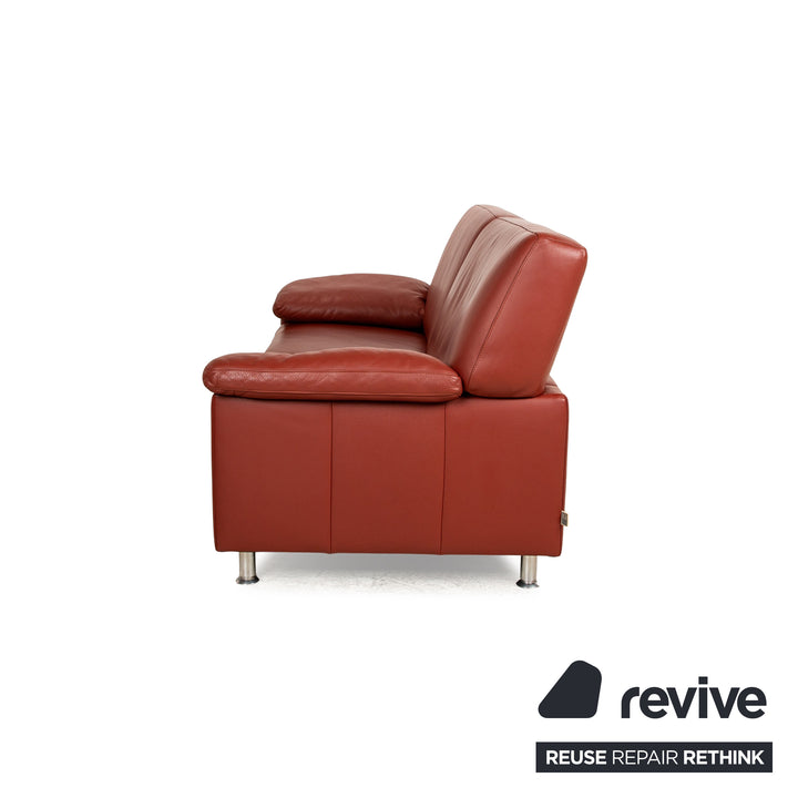 Ewald Schillig Florenz Leder Dreisitzer Braun Rot Sofa Couch
