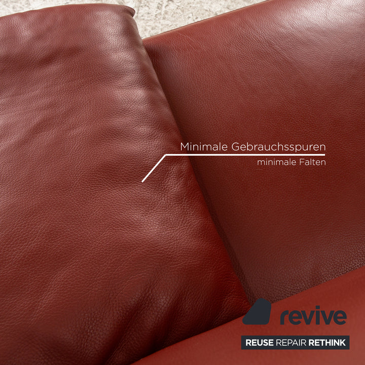Ewald Schillig Florenz Leder Dreisitzer Braun Rot Sofa Couch