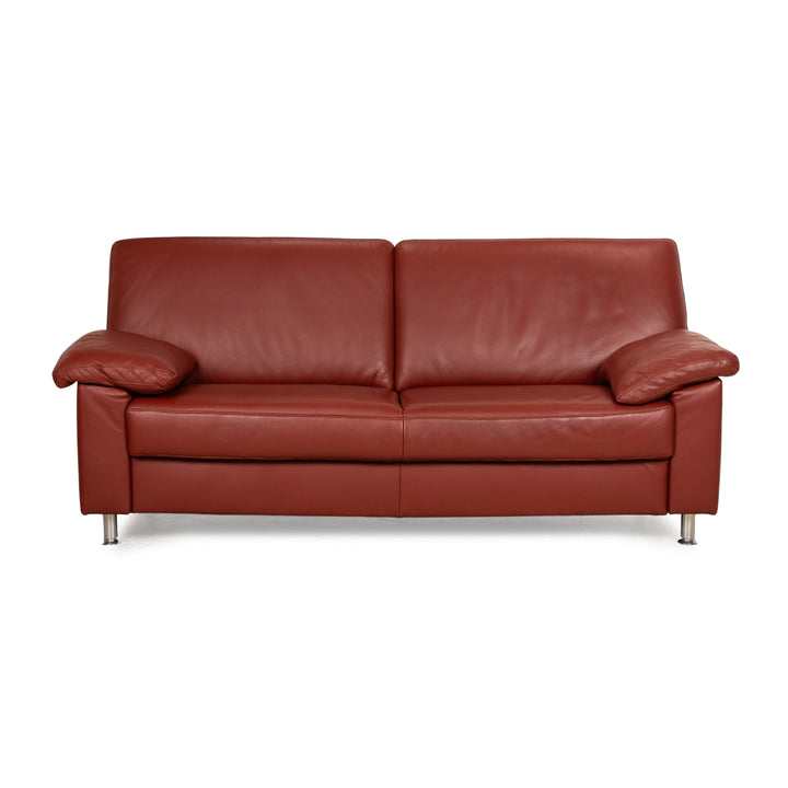 Ewald Schillig Florenz Leather Three Seater Brown Red Sofa Couch