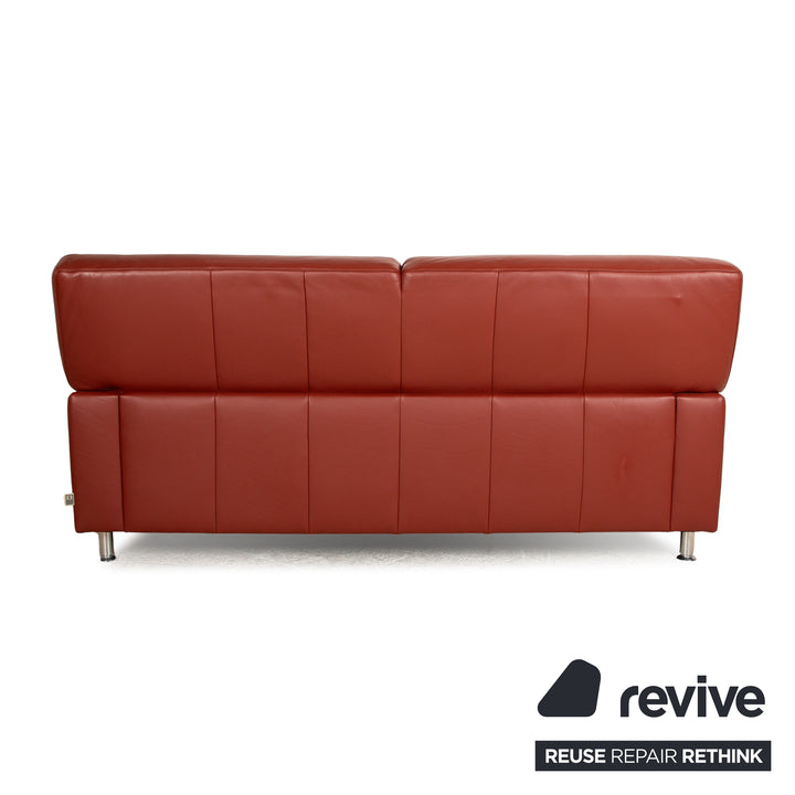 Ewald Schillig Florenz Leather Three Seater Brown Red Sofa Couch