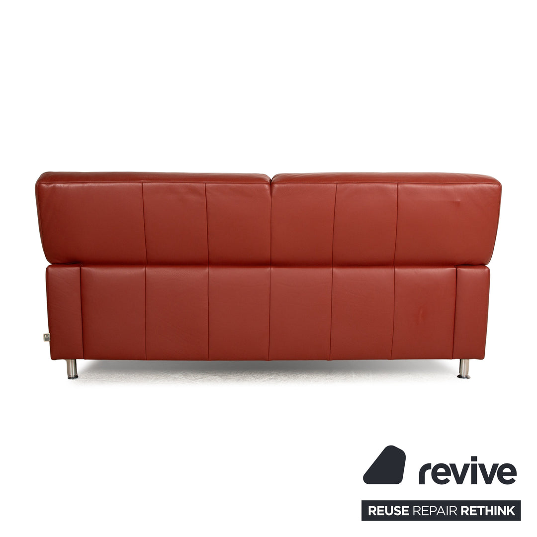 Ewald Schillig Florenz Leder Dreisitzer Braun Rot Sofa Couch