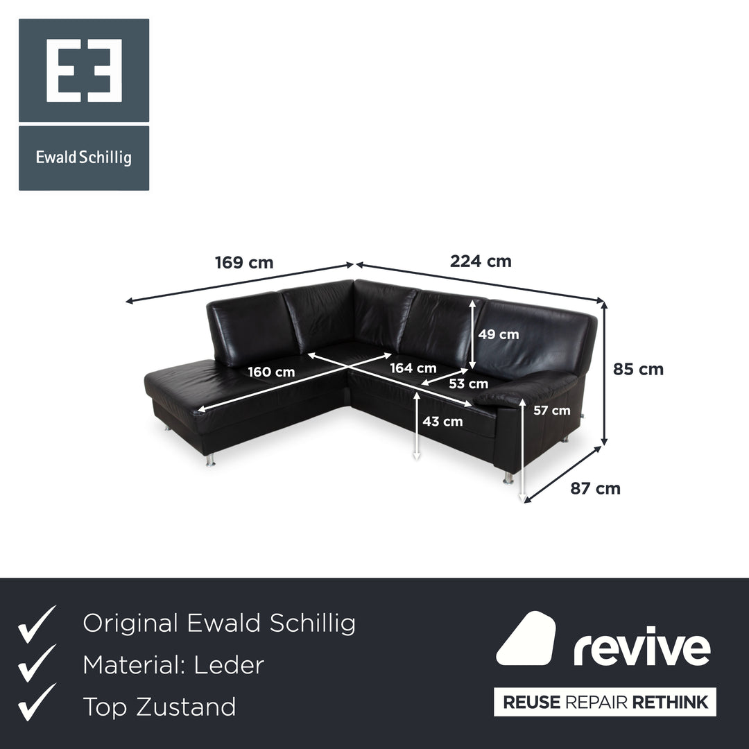 Ewald Schillig Florenz Leder Ecksofa Schwarz