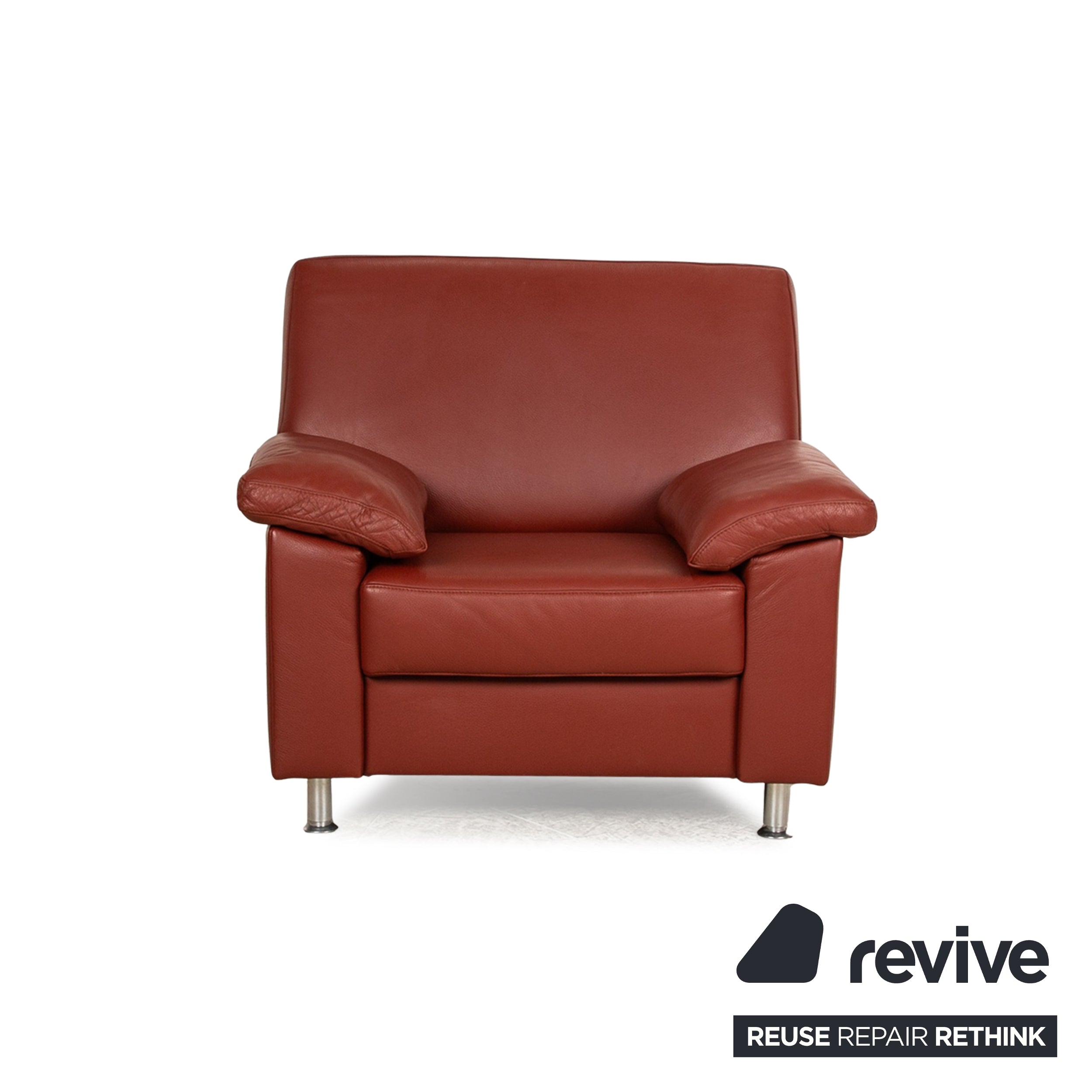 Ewald Schillig Fauteuil en Cuir Florence Marron Rouge