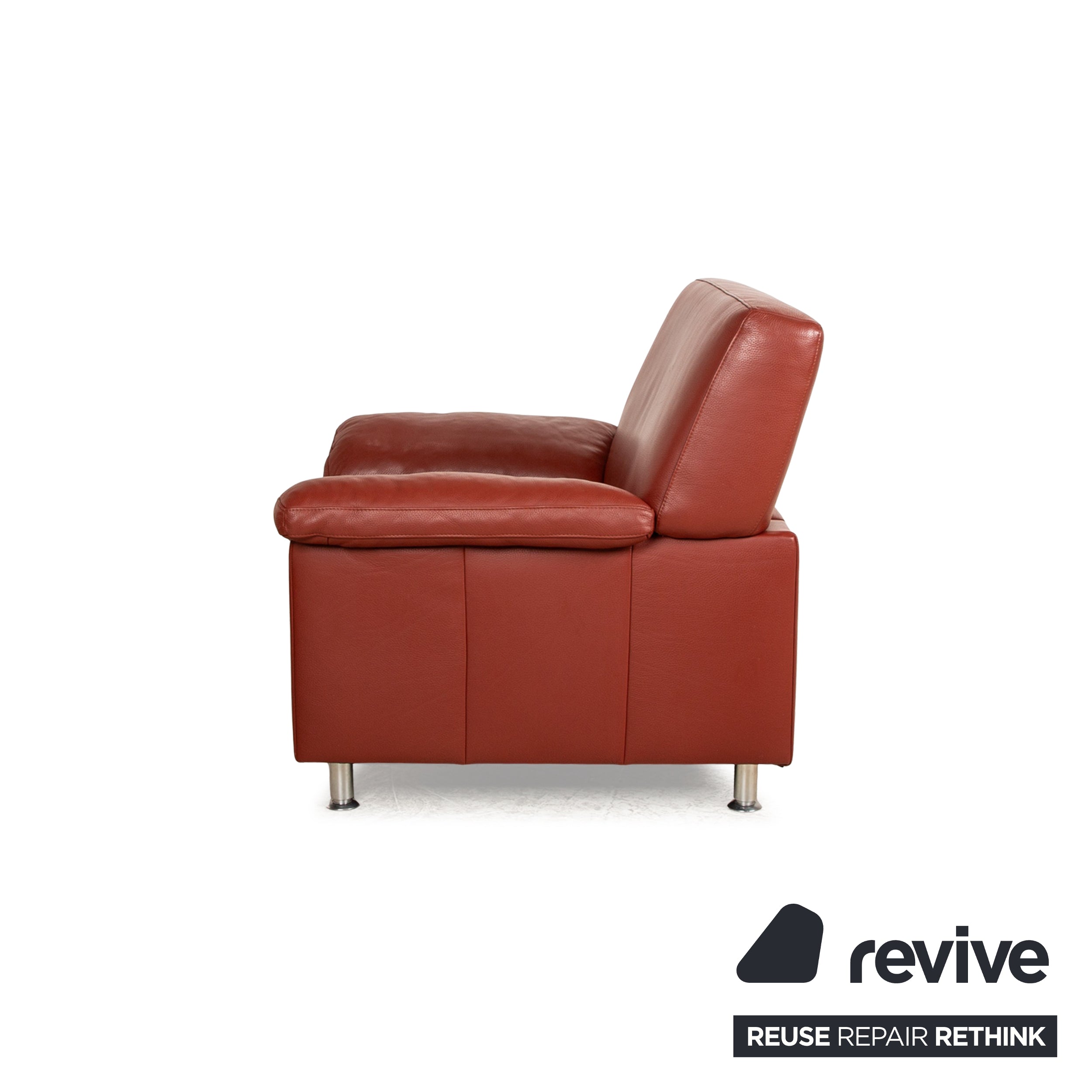 Ewald Schillig Fauteuil en Cuir Florence Marron Rouge