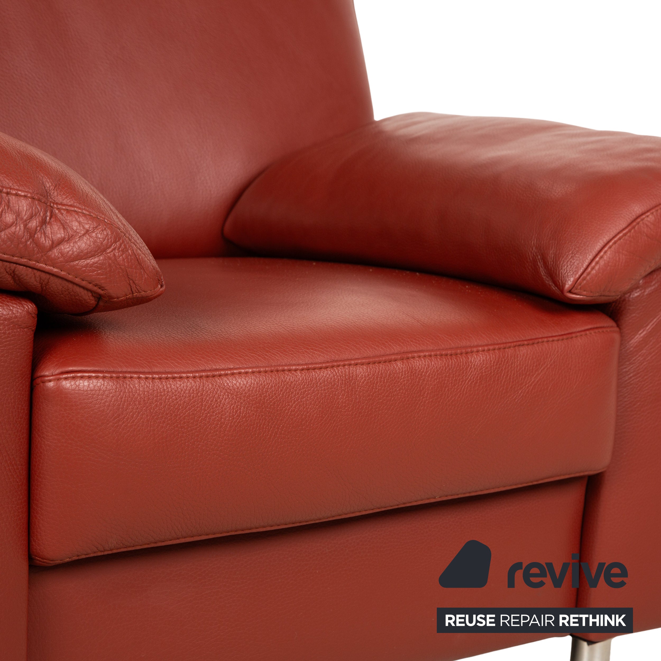 Ewald Schillig Fauteuil en Cuir Florence Marron Rouge