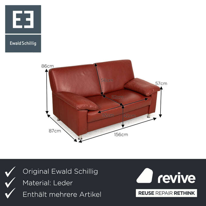 Ewald Schillig Florenz Leder Sofa Garnitur Braun Rot Dreisitzer Zweisitzer Sessel Couch