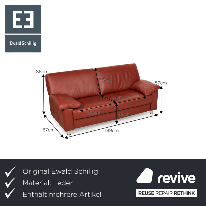 Ewald Schillig Florenz Leder Sofa Garnitur Braun Rot Dreisitzer Zweisitzer Sessel Couch